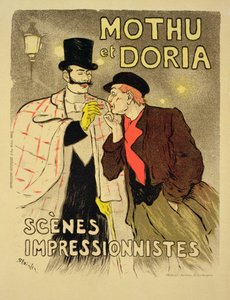 Reprodukce reklamního plakátu „Mothu a Doria“ v impresionistických scénách, 1893